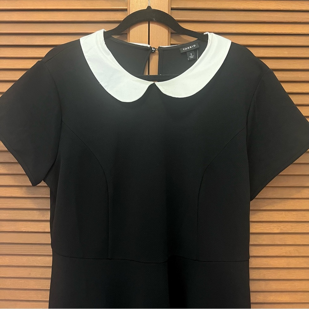 Torrid Black Dress White Peter Pan Collar 2x 18/20 plus size costume Wednesday - Picture 4 of 14